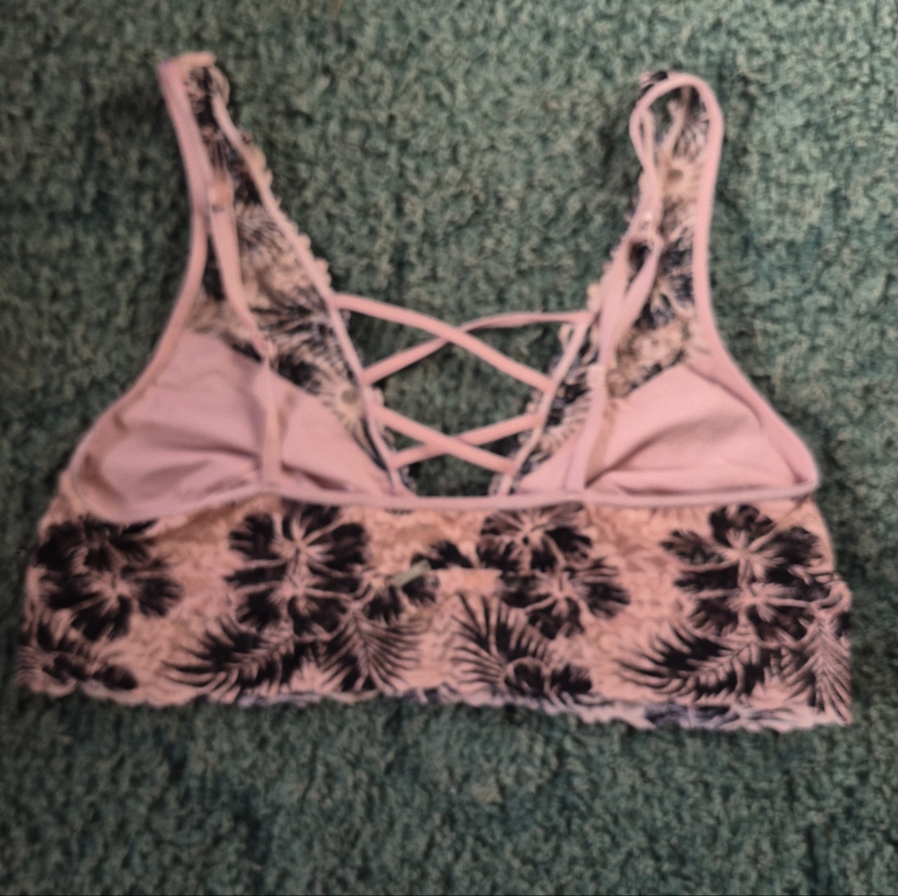 Pink Victoria's Secret Floral Lace Bralette Pink Tropical Large - Picture 5 of 13
